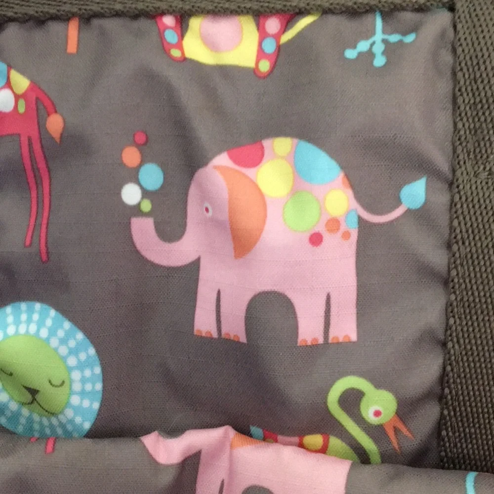 LESPORTAC Classic Diaper Bag Brown Happy Elephants Print